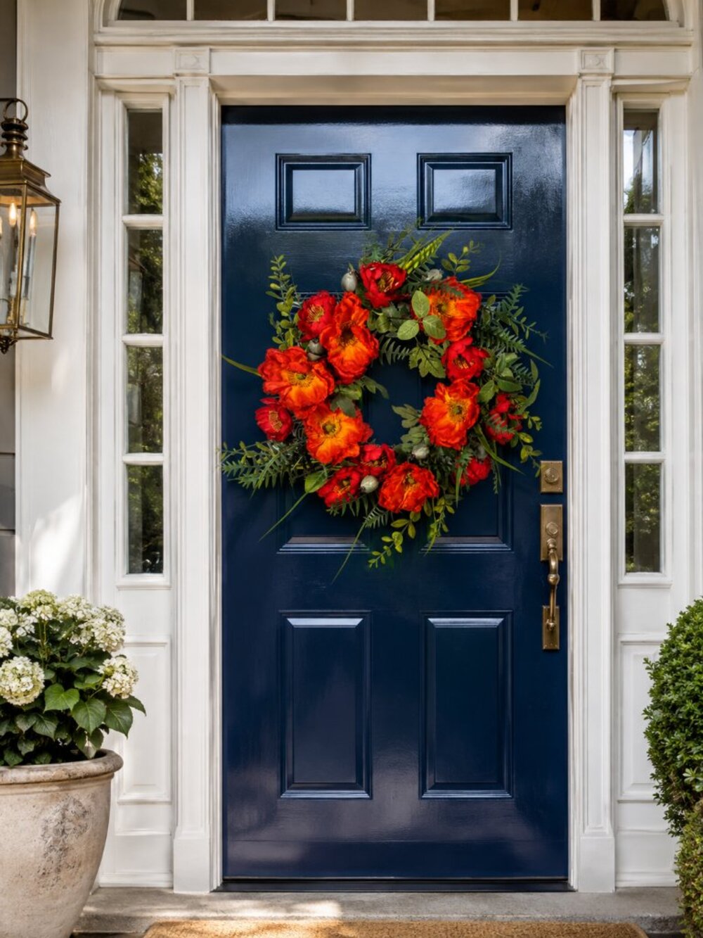 Colorful Red Poppy Flowers Floral 22 Inch Decorative Wall Door Decor Wreath NEW
